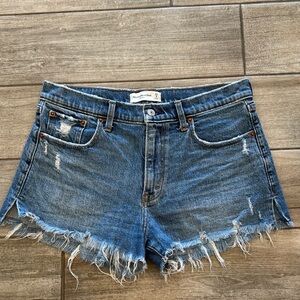 Abercrombie & Fitch Midrise Distressed Denim Cutoff Shorts